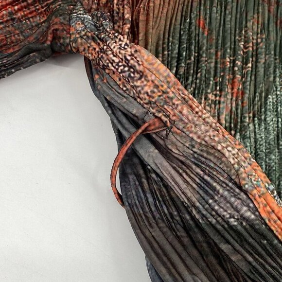 ZARA Women’s Size Small Pleated Kimono Wrap Top Orange Multi NWT - Picture 10 of 16